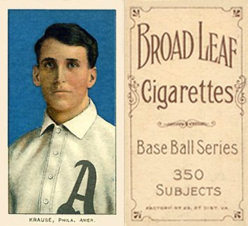 1909 White Borders Broadleaf 350  Krause, Phila. Amer. #265 Baseball Card