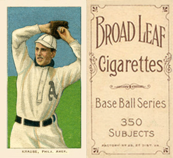 1909 White Borders Broadleaf 350  Krause, Phila. Amer. #264 Baseball Card