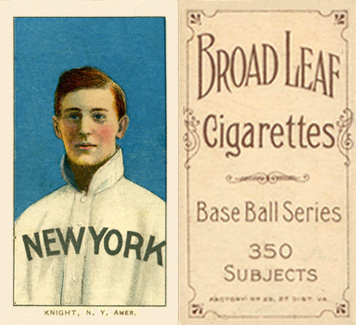 1909 White Borders Broadleaf 350  Knight, N.Y. Amer. #260 Baseball Card
