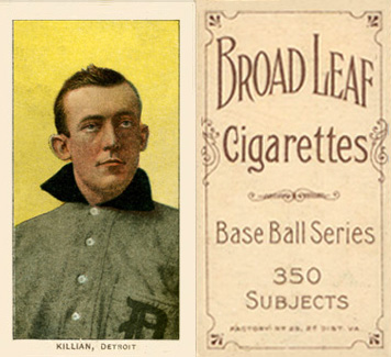 1909 White Borders Broadleaf 350  Killian, Detroit #252 Baseball Card
