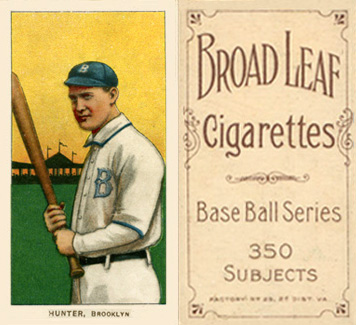 1909 White Borders Broadleaf 350  Hunter, Brooklyn #228 Baseball Card
