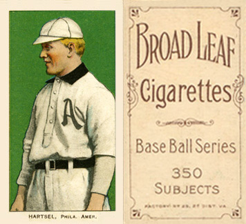 1909 White Borders Broadleaf 350  Hartsel, Phila. Amer. #206 Baseball Card