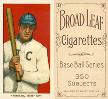 1909 White Borders Broadleaf 350  Hannifan, Jersey City #203 Baseball Card