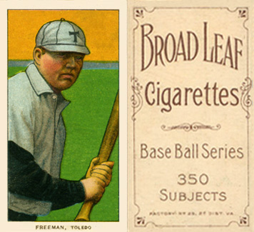 1909 White Borders Broadleaf 350  Freeman, Toledo #179 Baseball Card