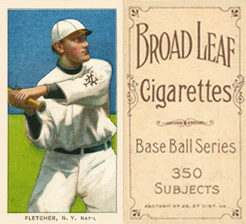 1909 White Borders Broadleaf 350  Fletcher, N.Y. Nat'L #175 Baseball Card