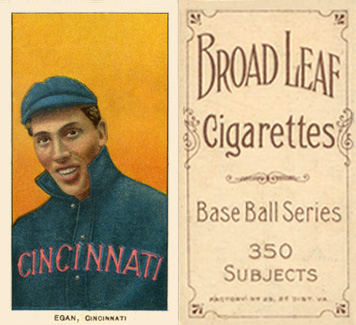 1909 White Borders Broadleaf 350  Egan, Cincinnati #159 Baseball Card