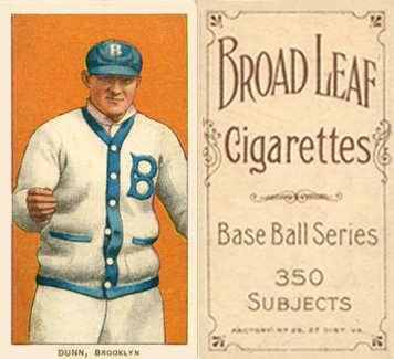 1909 White Borders Broadleaf 350  Dunn, Brooklyn #155 Baseball Card