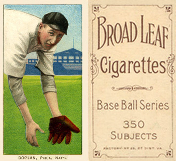1909 White Borders Broadleaf 350  Doolan, Phila. Nat'L #139 Baseball Card