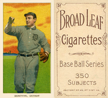 1909 White Borders Broadleaf 350  Donovan, Detroit #136 Baseball Card