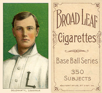 1909 White Borders Broadleaf 350  Delahanty, Louisville #123 Baseball Card