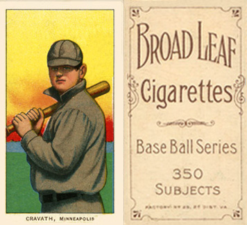 1909 White Borders Broadleaf 350  Cravath, Minneapolis #110 Baseball Card