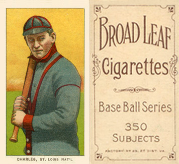 1909 White Borders Broadleaf 350  Charles, St. Louis Nat'L #81 Baseball Card