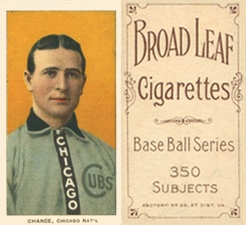 1909 White Borders Broadleaf 350  Chance, Chicago Nat'L #79 Baseball Card
