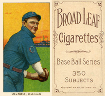 1909 White Borders Broadleaf 350  Campbell, Cincinnati #71 Baseball Card