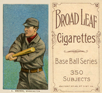 1909 White Borders Broadleaf 350  G. Brown, Wahington #56 Baseball Card