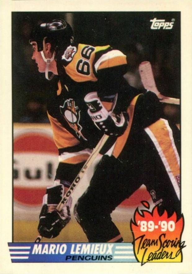 1990 Topps Team Scoring Leaders Mario Lemieux #17 Hockey Card