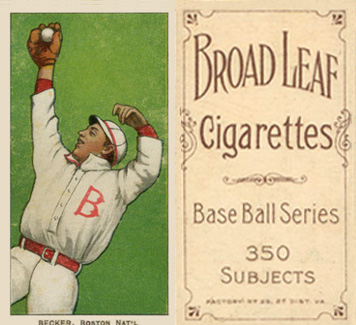 1909 White Borders Broadleaf 350  Becker, Boston Nat'l #28 Baseball Card