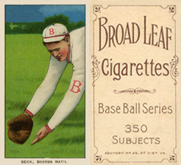 1909 White Borders Broadleaf 350  Beck, Boston Nat'l #27 Baseball Card