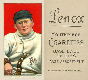 1909 White Borders Lenox-Black McGraw, N.Y. Nat'L #323 Baseball Card