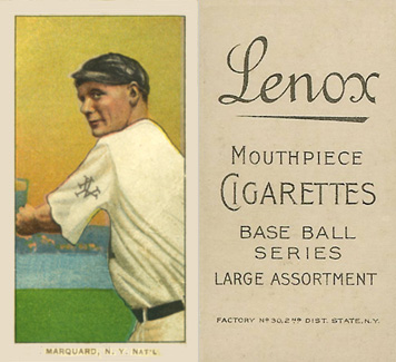 1909 White Borders Lenox-Black Marquard, N.Y. Nat'L #304 Baseball Card