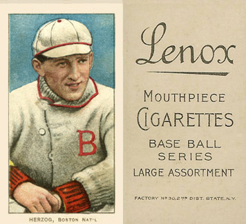 1909 White Borders Lenox-Black Herzog, Boston Nat'L #210 Baseball Card