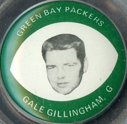 1969 Drenks Potato Chip Packers Pins Gale Gillingham # Football Card