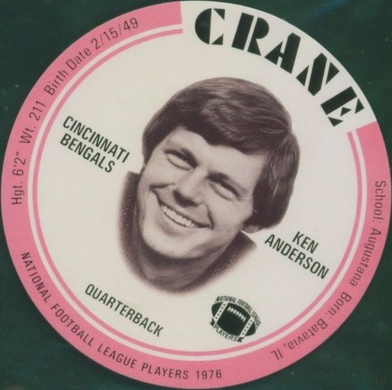 1976 Crane Discs Ken Anderson # Football Card