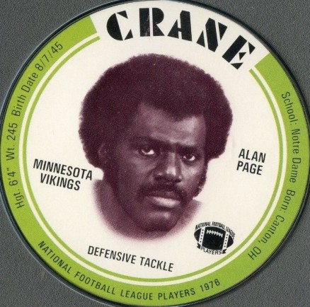 1976 Crane Discs Alan Page # Football Card