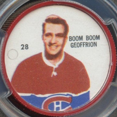 1960 Shirriff Coins Boom Boom Geoffrion #28 Hockey Card