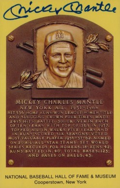 1990 Autograph Yellow HOF Plaque Mickey Mantle # Baseball Card