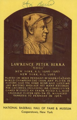 1990 Autograph Yellow HOF Plaque Yogi Berra # Baseball Card