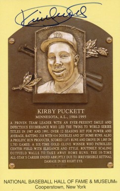 1990 Autograph Yellow HOF Plaque Kirby Puckett # Baseball Card