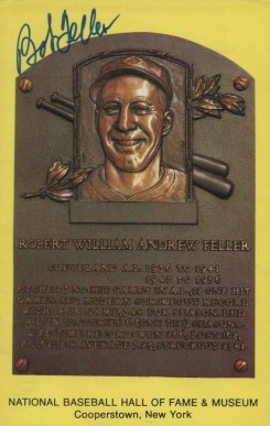 1990 Autograph Yellow HOF Plaque Bob Feller # Baseball Card