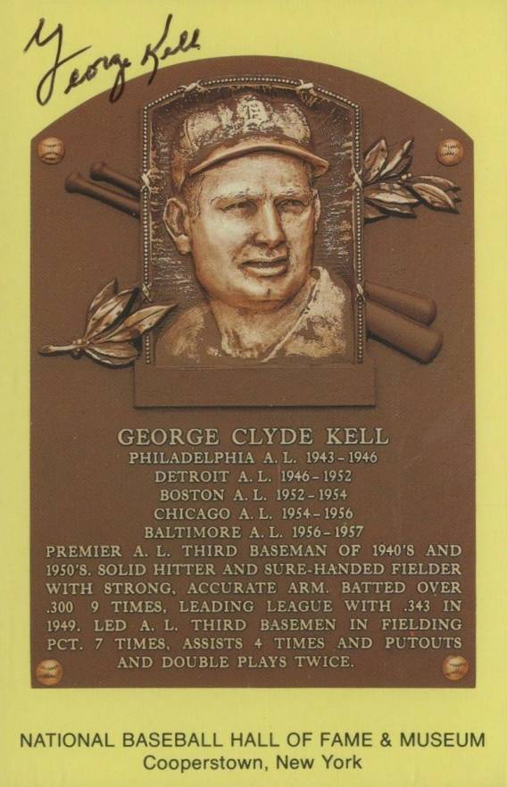 1990 Autograph Yellow HOF Plaque George Kell # Baseball Card