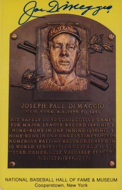 1990 Autograph Yellow HOF Plaque Joe DiMaggio # Baseball Card
