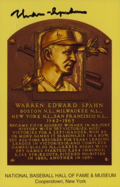 1990 Autograph Yellow HOF Plaque Warren Spahn # Baseball Card