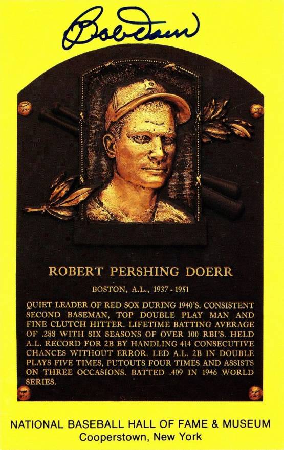 1990 Autograph Yellow HOF Plaque Bobby Doerr # Baseball Card