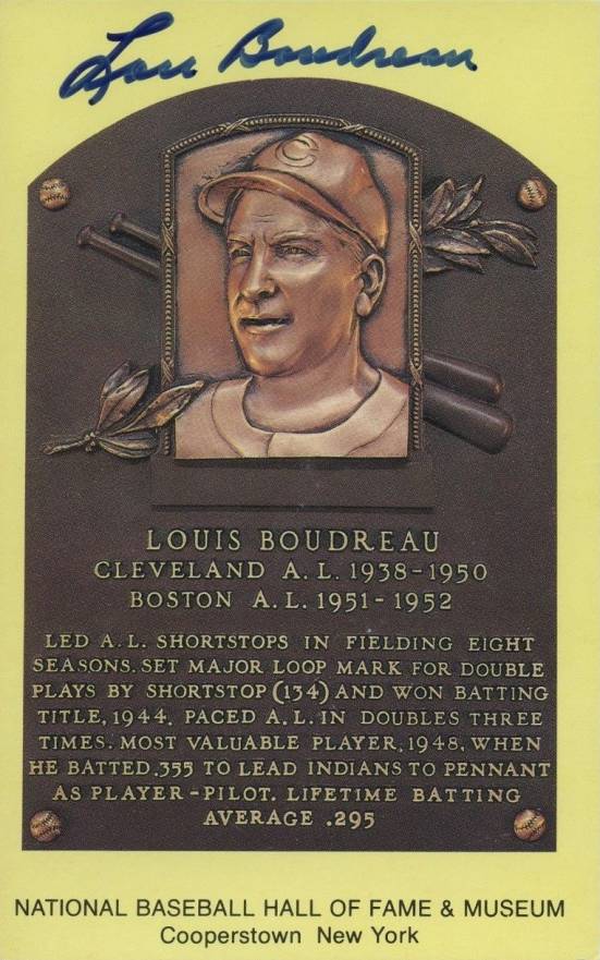1990 Autograph Yellow HOF Plaque Lou Boudreau # Baseball Card