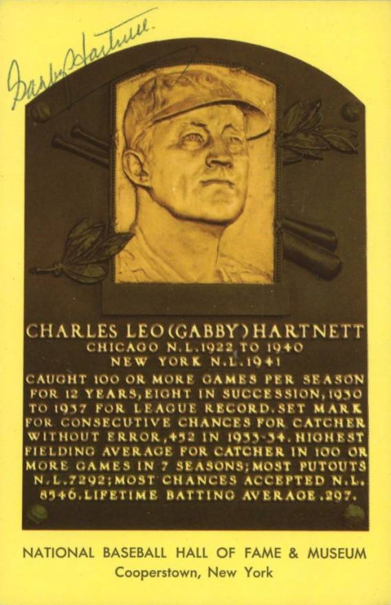 1990 Autograph Yellow HOF Plaque Gabby Hartnett # Baseball Card