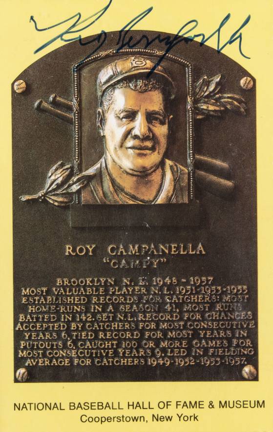 1990 Autograph Yellow HOF Plaque Roy Campanella # Baseball Card