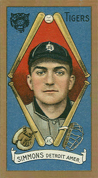 1911 Gold Borders Drum Hack Simmons #186 Baseball Card