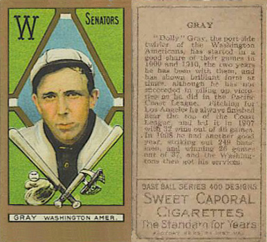 1911 Gold Borders Drum Dolly Gray #83 Baseball Card