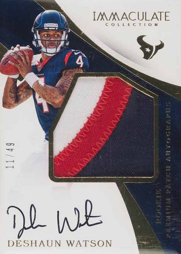 2017 Panini Immaculate Collection Rookie Premium Patch Autograph Deshaun Watson #PR-DW Football Card