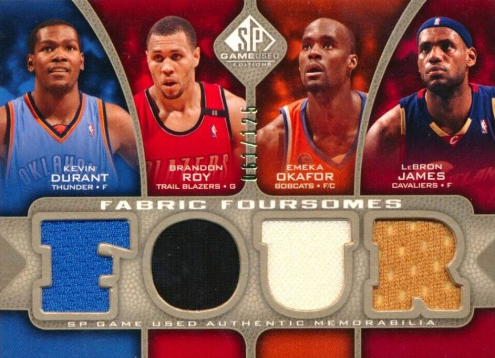 2009 SP Game Used Fabric Foursome David Robinson/Hakeem Olajuwon/Karl Malone/Michael Jordan #JOMR Basketball Card