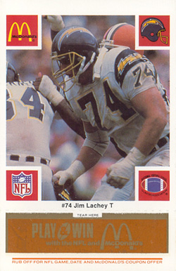 1986 McDonald's Chargers Jim Lachey #74 Football Card