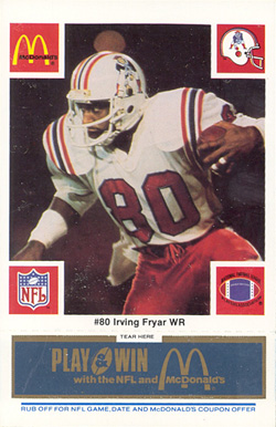 1986 McDonald's Patriots Irving Fryar #80 Football Card