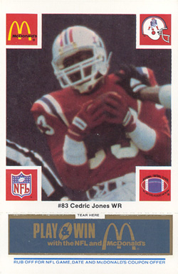 1986 McDonald's Patriots Cedric Jones #83 Football Card