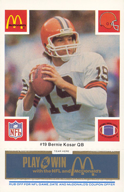 1986 McDonald's Browns Bernie Kosar #19 Football Card