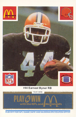 1986 McDonald's Browns Earnest Byner #44 Football Card