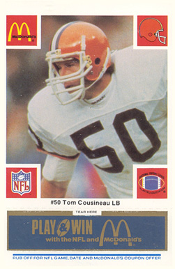 1986 McDonald's Browns Tom Cousineau #50 Football Card
